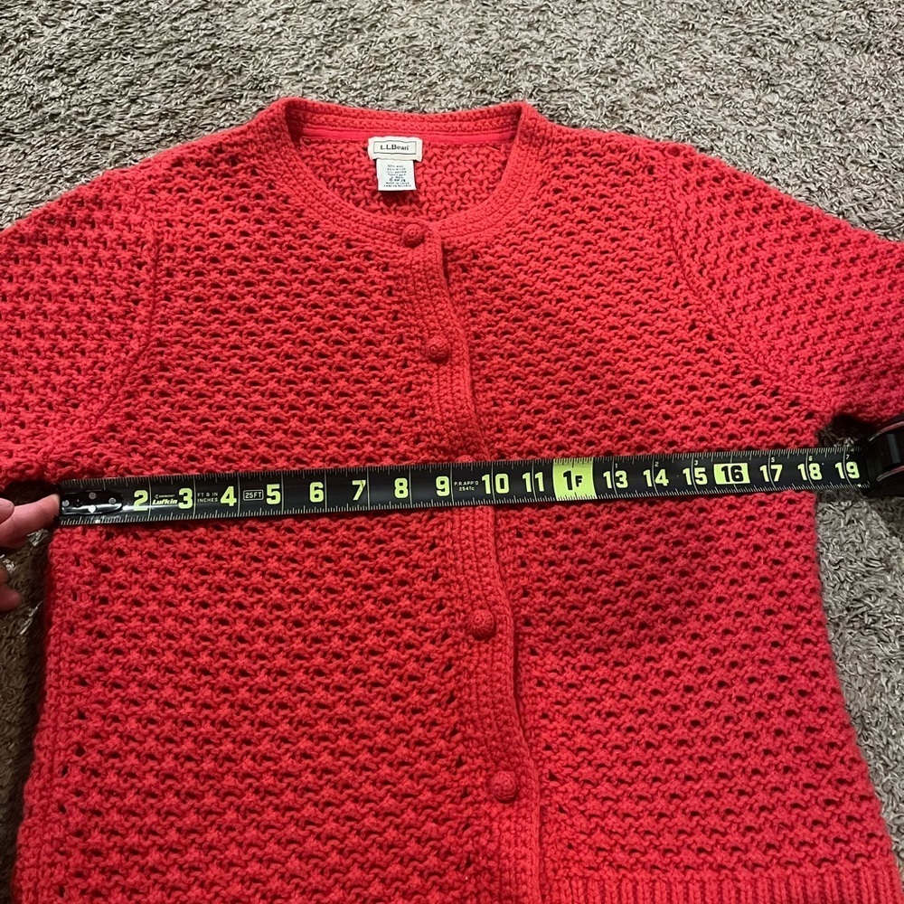 90s L.L. Bean Red Cottagecore Wool/Angora Blend Heritage Knitwear Cardigan Large - Picture 7 of 9
